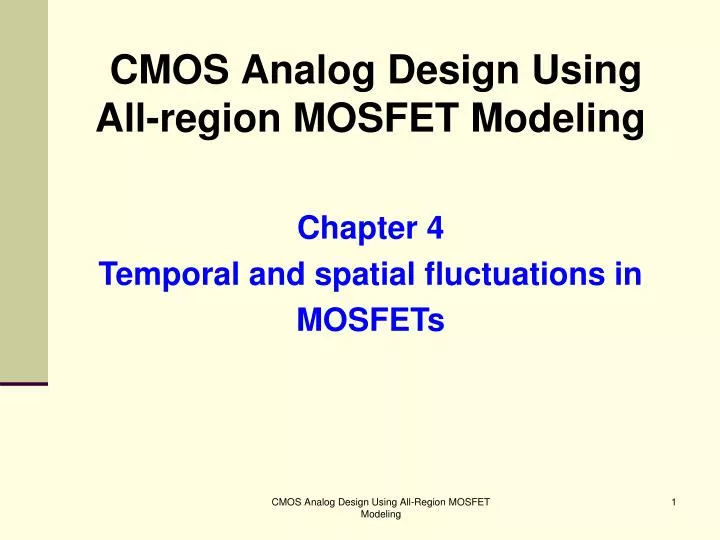 cmos analog design using all region mosfet modeling