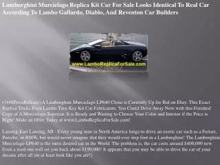 Lamborghini Murcielago Replica Kit Car For Sale Looks Identi