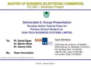 MASTER OF BUSINESS (ELECTRONIC COMMERCE) EC 691 – Business Project