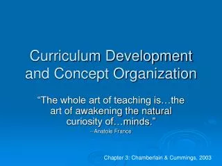 Curriculum Development and Concept Organization