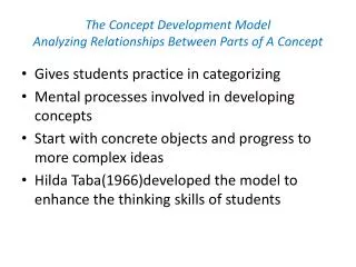 The Concept Development Model Analyzing Relationships Between Parts of A Concept