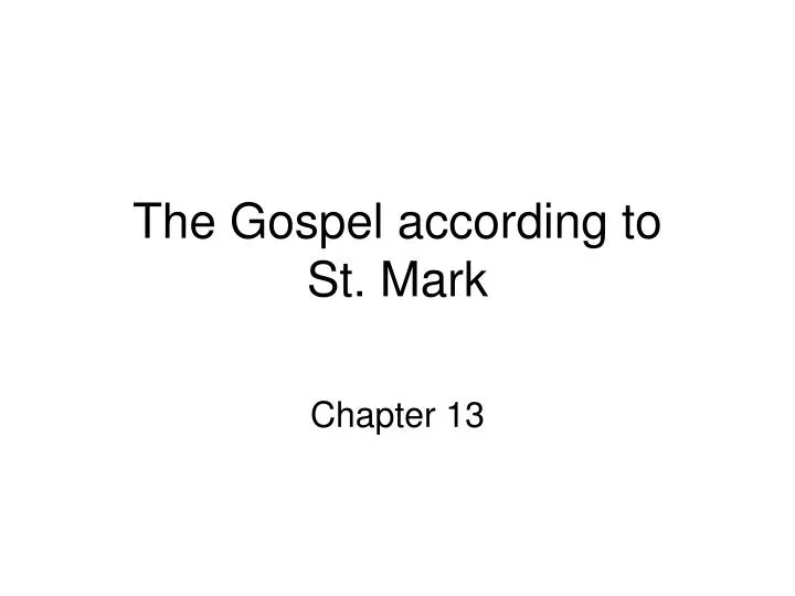 the gospel according to st mark