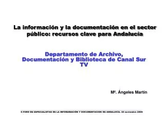 La información y la documentación en el sector público: recursos clave para Andalucía