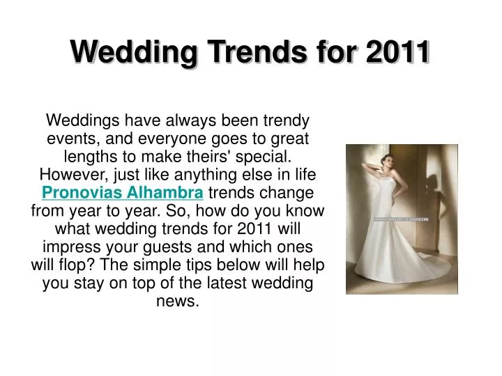 wedding trends for 2011