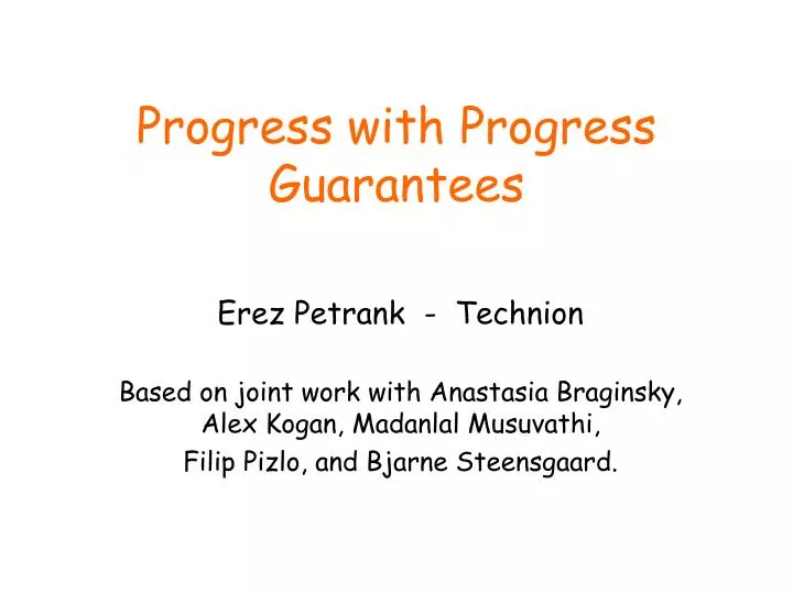 progress with progress guarantees