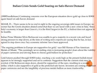 Italian Crisis Sends Gold Soaring on Safe-Haven Demand
