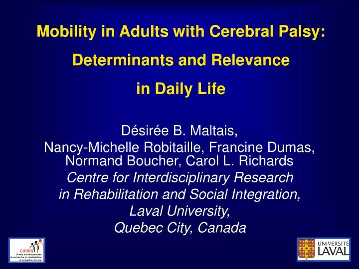 mobility in adults with cerebral palsy determinants and relevance in daily life