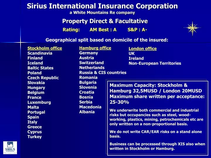 sirius international insurance corporation a white mountains re company