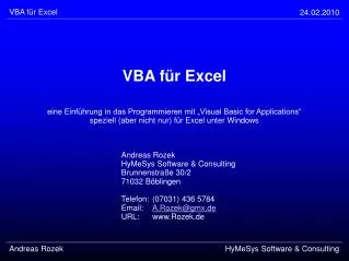 VBA für Excel