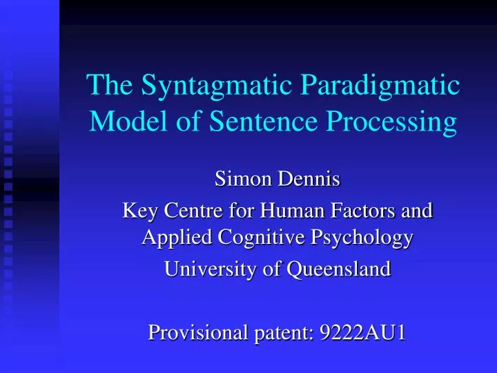 the syntagmatic paradigmatic model of sentence processing
