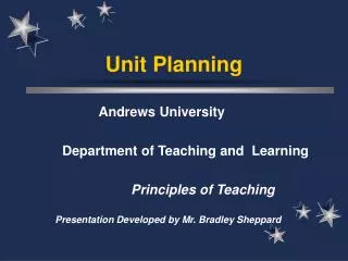 Unit Planning