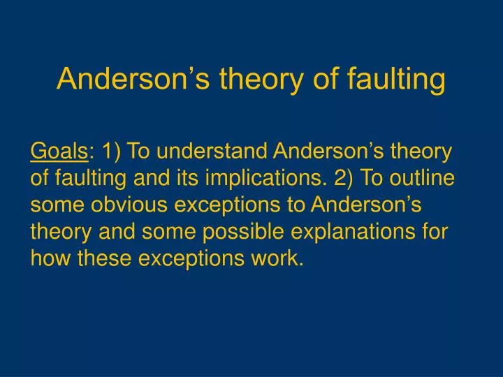 anderson s theory of faulting