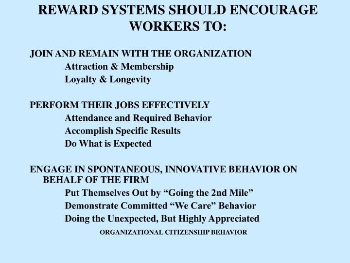 reward systems should encourage workers to