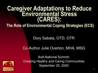 Caregiver Adaptations to Reduce Environmental Stress (CARES): The Role of Environmental Coping Strategies (ECS)