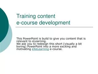 Training content e-course development