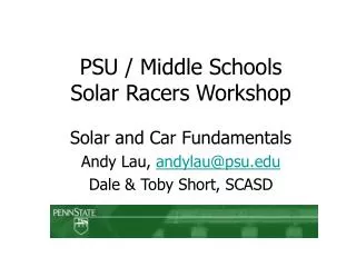 PSU / Middle Schools Solar Racers Workshop