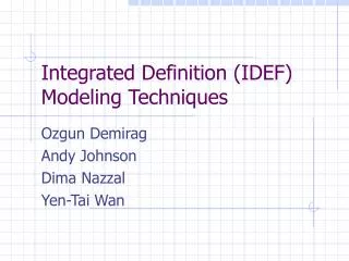 Integrated Definition (IDEF) Modeling Techniques