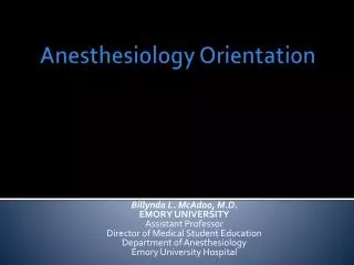 Anesthesiology Orientation