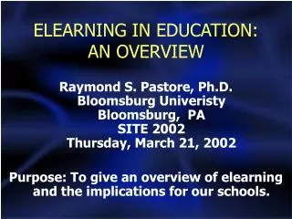 ELEARNING IN EDUCATION: AN OVERVIEW