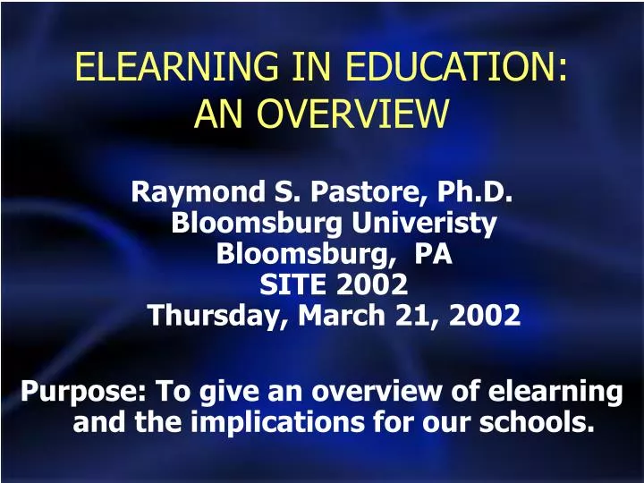 elearning in education an overview
