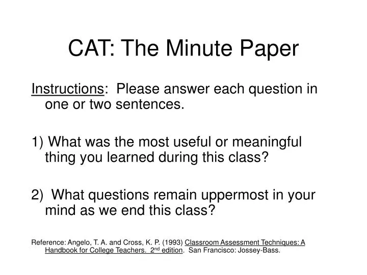 cat the minute paper
