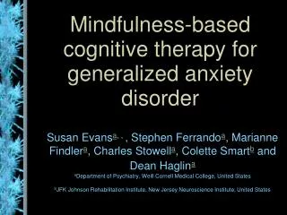 Mindfulness-based cognitive therapy for generalized anxiety disorder