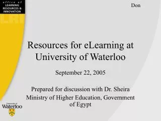 Resources for eLearning at University of Waterloo