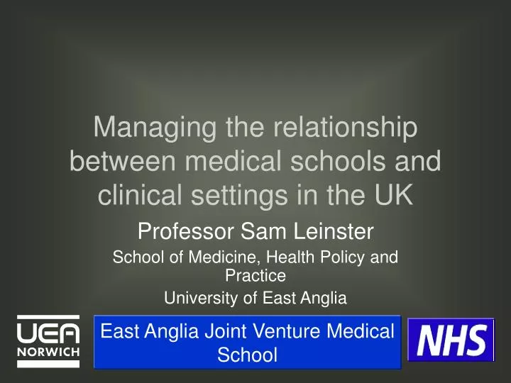 managing the relationship between medical schools and clinical settings in the uk