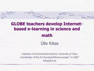 GLOBE teachers develop Internet-based e-learning in science and math