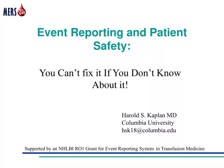 event reporting and patient safety