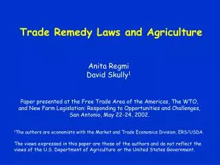 Trade Remedy Laws and Agriculture