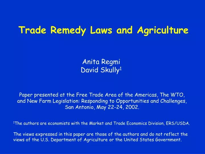 trade remedy laws and agriculture