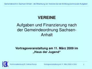 Gemeinderecht in Sachsen-Anhalt – die Mitwirkung von Vereinen bei der Erfüllung kommunaler Aufgaben