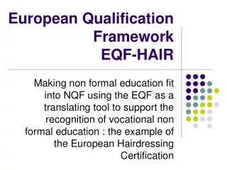 European Qualification Framework EQF-HAIR