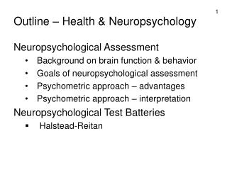 Outline – Health &amp; Neuropsychology