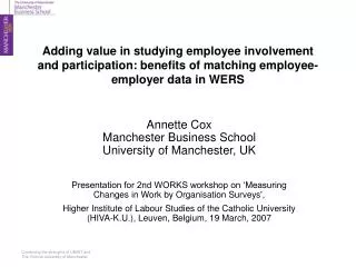 Adding value in studying employee involvement and participation: benefits of matching employee-employer data in WERS