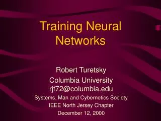 Training Neural Networks