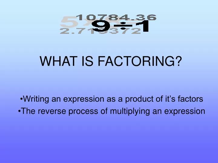 what is factoring