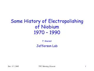 Some History of Electropolishing of Niobium 1970 – 1990