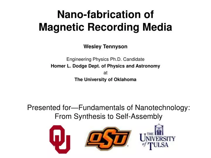 nano fabrication of magnetic recording media