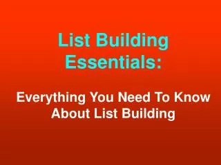 The List Building Bulletin