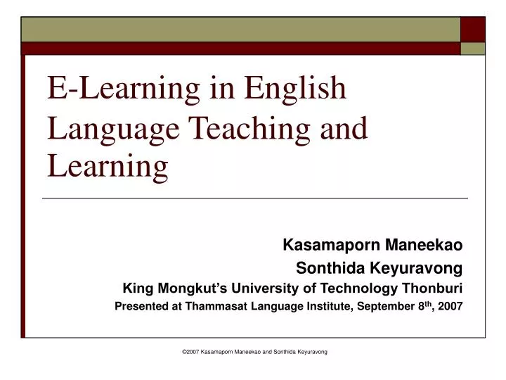 e learning in english language teaching and learning