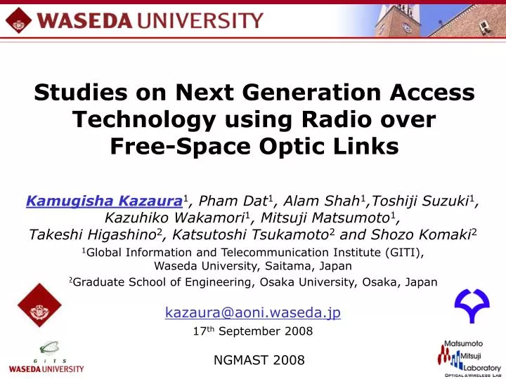 studies on next generation access technology using radio over free space optic links