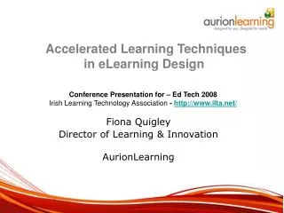 Fiona Quigley Director of Learning &amp; Innovation AurionLearning