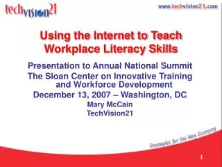 Using the Internet to Teach Workplace Literacy Skills