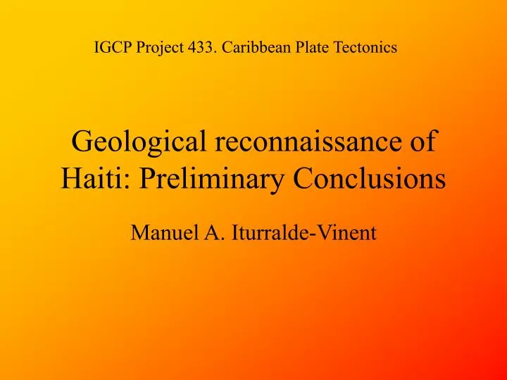 geological reconnaissance of haiti preliminary conclusions