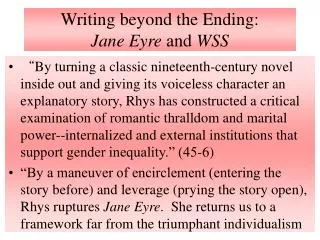 Writing beyond the Ending: Jane Eyre and WSS