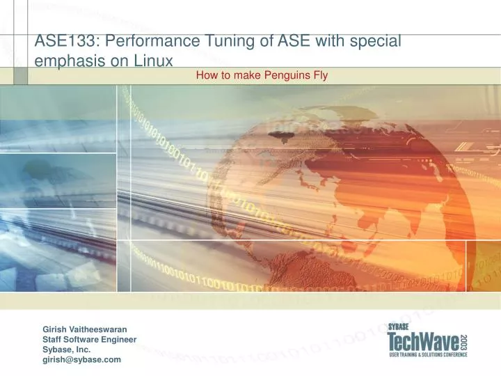 ase133 performance tuning of ase with special emphasis on linux