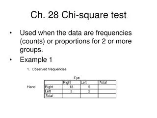 Ch. 28 Chi-square test