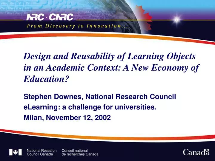 design and reusability of learning objects in an academic context a new economy of education